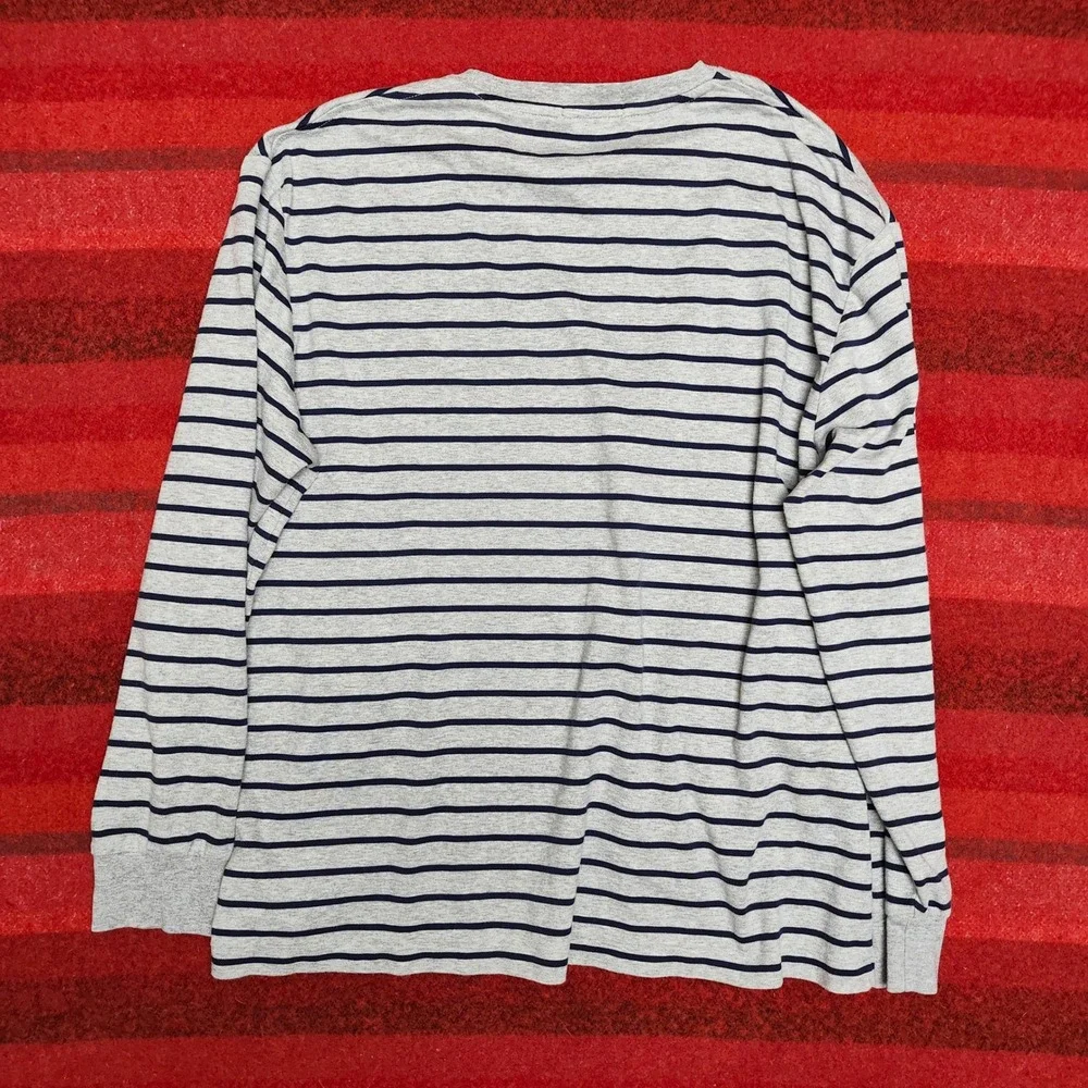 Polo Ralph Lauren Striped Long Sleeve T Shirt Mens Large Gray Flesh Pony